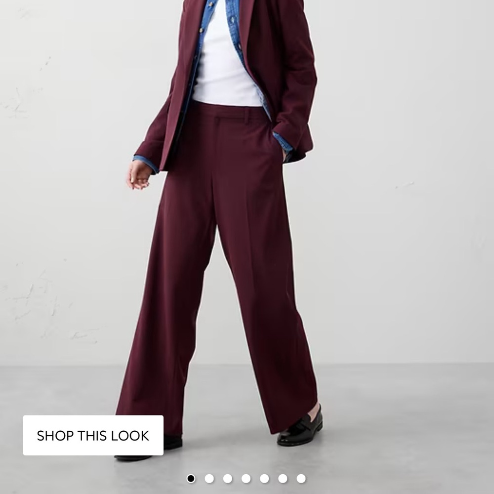 Banana Republic Maroon Wide-Leg Pants